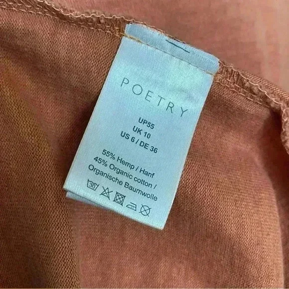 Poetry Short Sleeve V-Neck Hemp Organic Cotton Maxi Dress Chili Pink Size 6 - Picture 7 of 7